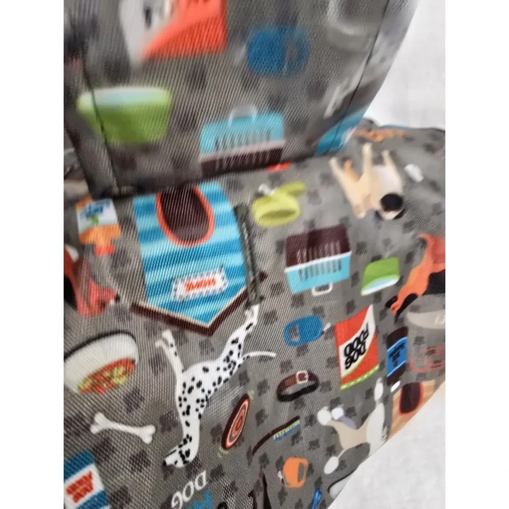 FunnyDogClothes.com Dog Raincoat Grey Pet Print Mesh‎ Lined Hooded Jacket Large